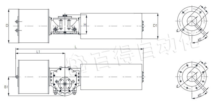 G型氣動執行器單作用安裝尺寸圖